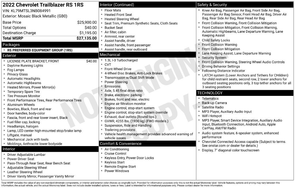 Used 2022 Chevrolet TrailBlazer RS FWD image 8