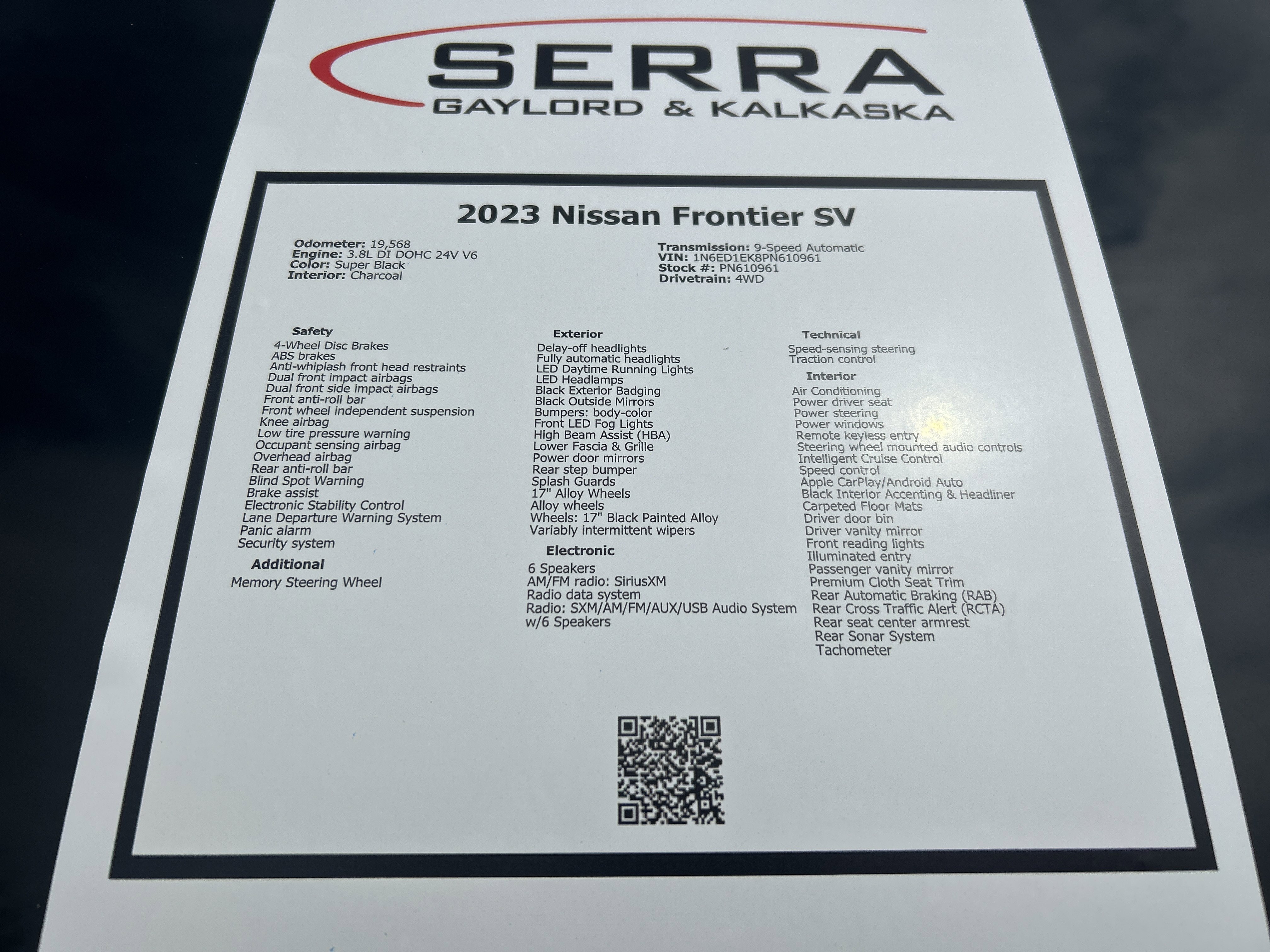 Used 2023 Nissan Frontier SV w/ Midnight Edition Package image 26