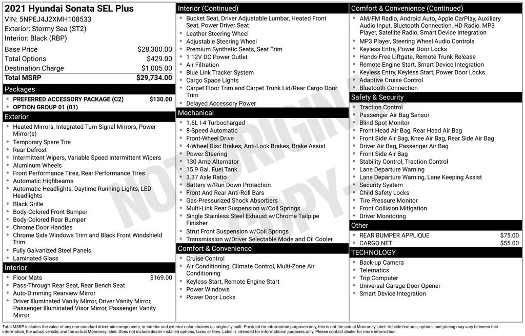 Used 2021 Hyundai Sonata SEL Plus w/ Preferred Accessory Package FWD image 29