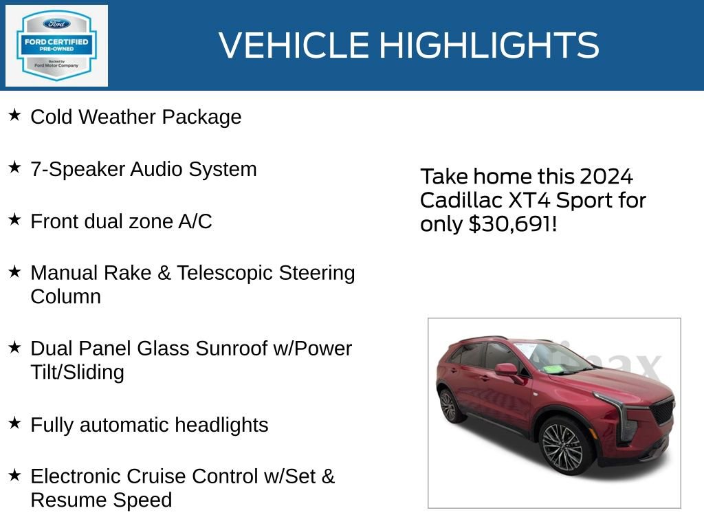 Used 2024 Cadillac XT4 Sport w/ Cold Weather Package image 35