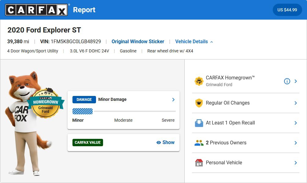Certified 2020 Ford Explorer ST w/ ST Street Pack AWD/4WD image 2