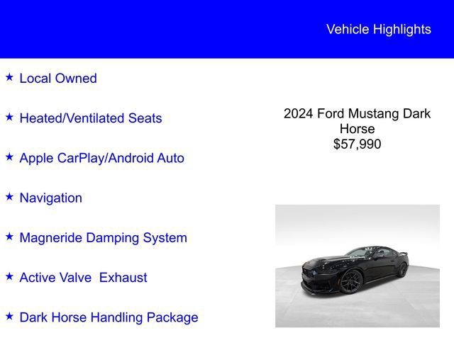 Certified 2024 Ford Mustang Dark Horse w/ Dark Horse Handlin Package image 2