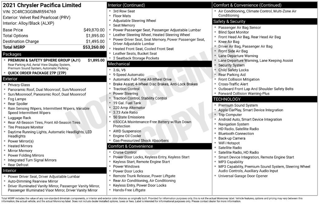 Used 2021 Chrysler Pacifica Limited w/ Premium & Safety Sphere Group AWD/4WD image 3