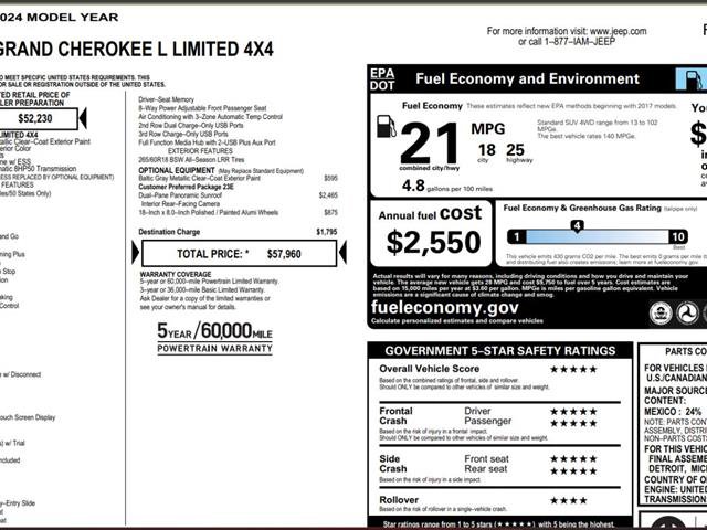 Used 2024 Jeep Grand Cherokee L Limited AWD/4WD image 4