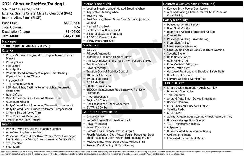 Used 2021 Chrysler Pacifica Touring-L AWD/4WD image 18