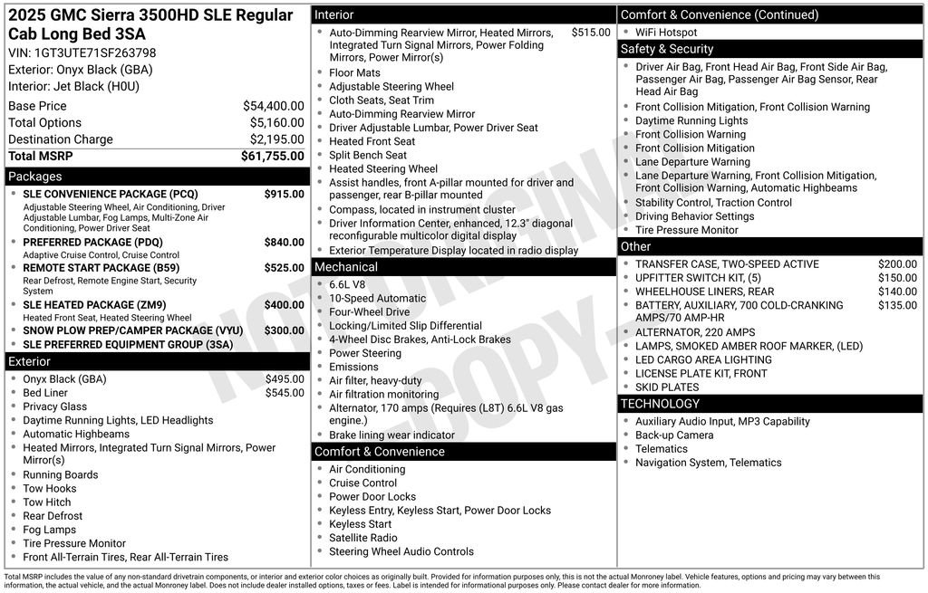 Used 2025 GMC Sierra 3500 SLE w/ SLE Convenience Package AWD/4WD image 3