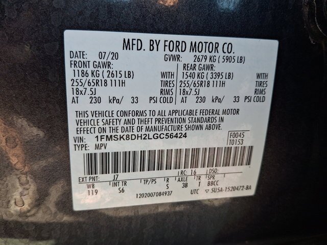 Certified 2020 Ford Explorer XLT w/ Equipment Group 202A AWD/4WD image 28