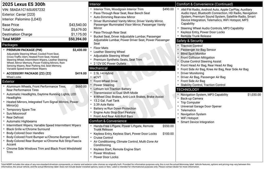 Used 2025 Lexus ES 300h w/ Premium Package FWD image 7