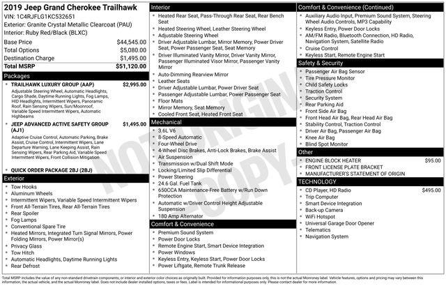 Used 2019 Jeep Grand Cherokee Trailhawk w/ Trailhawk Luxury Group image 37