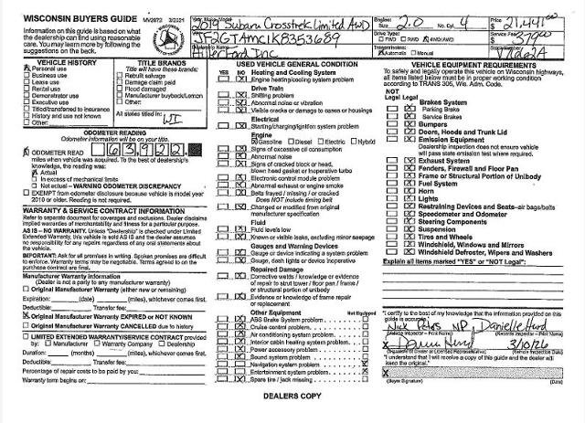 Used 2019 Subaru Crosstrek 2.0i Limited w/ Moonroof Package image 37