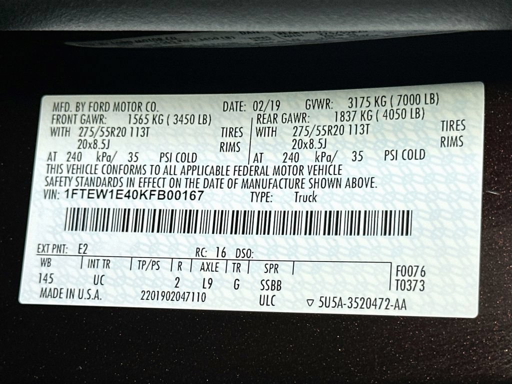 Certified 2019 Ford F150 XLT w/ Equipment Group 302A Luxury AWD/4WD image 24