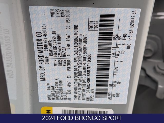 Certified 2024 Ford Bronco Sport Outer Banks w/ Tech Package AWD/4WD image 32
