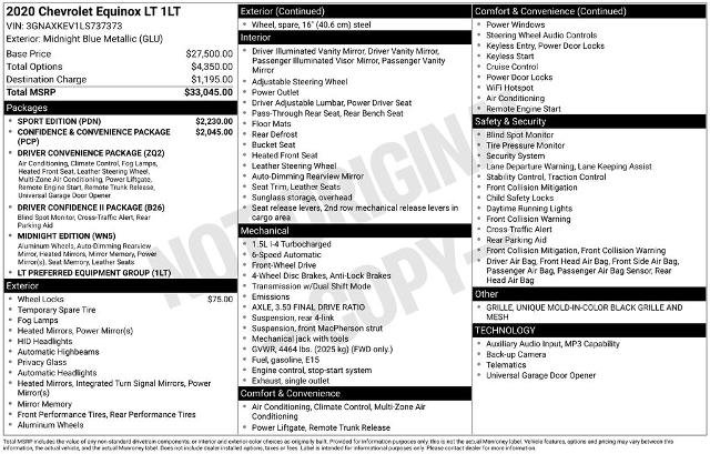 Used 2020 Chevrolet Equinox LT w/ Sport Edition FWD image 2