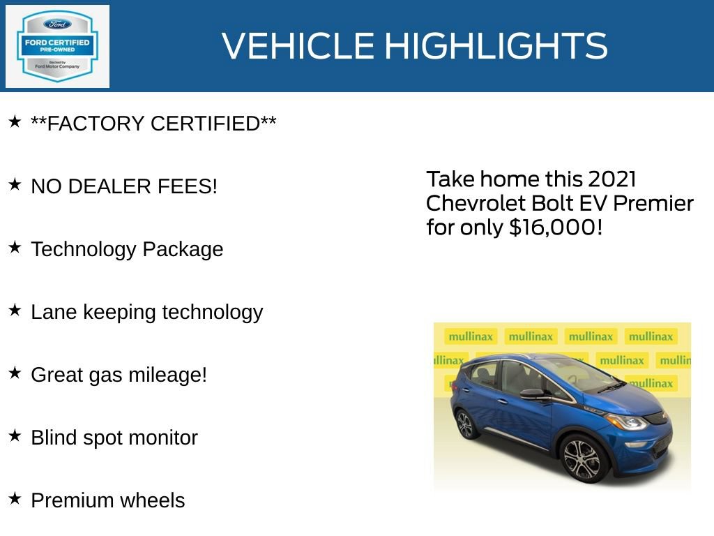 Used 2021 Chevrolet Bolt Premier w/ Infotainment Package FWD image 12