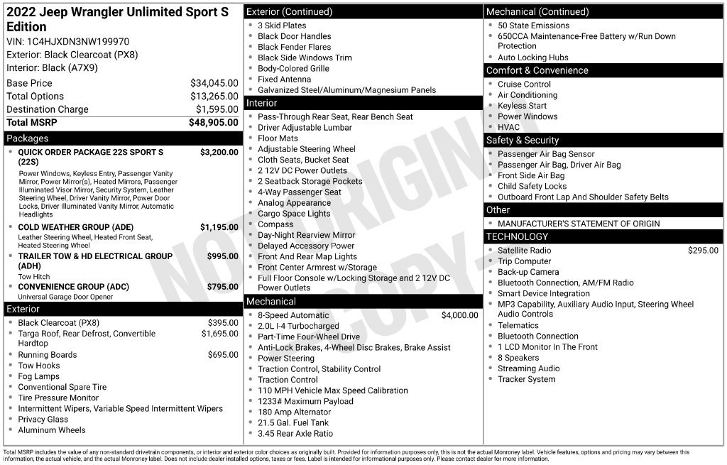 Used 2022 Jeep Wrangler Unlimited Sport AWD/4WD image 3