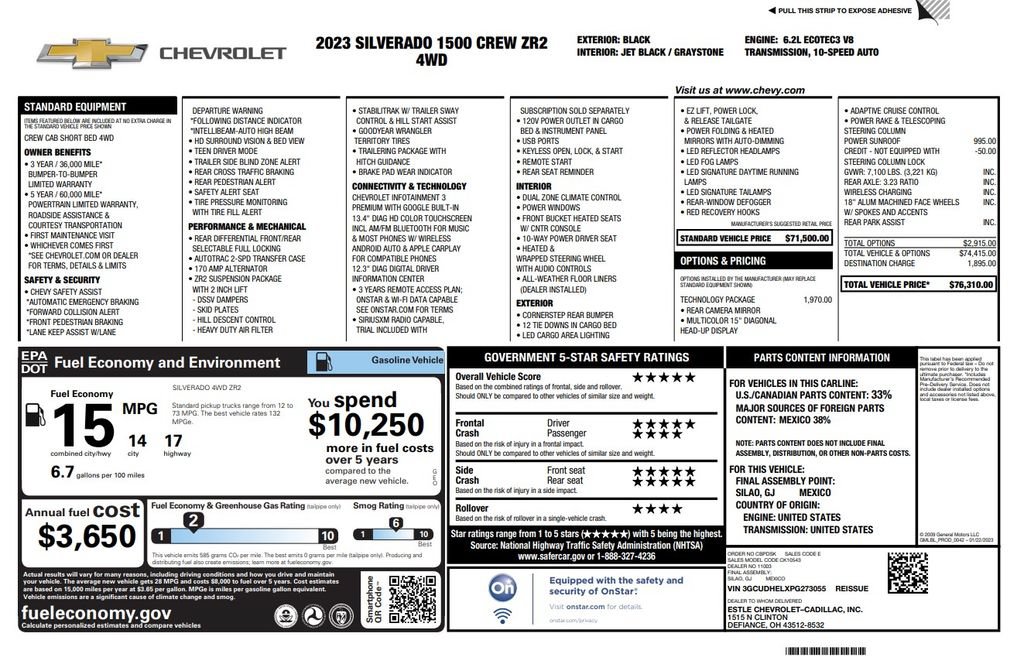 Used 2023 Chevrolet Silverado 1500 ZR2 w/ Technology Package AWD/4WD image 6