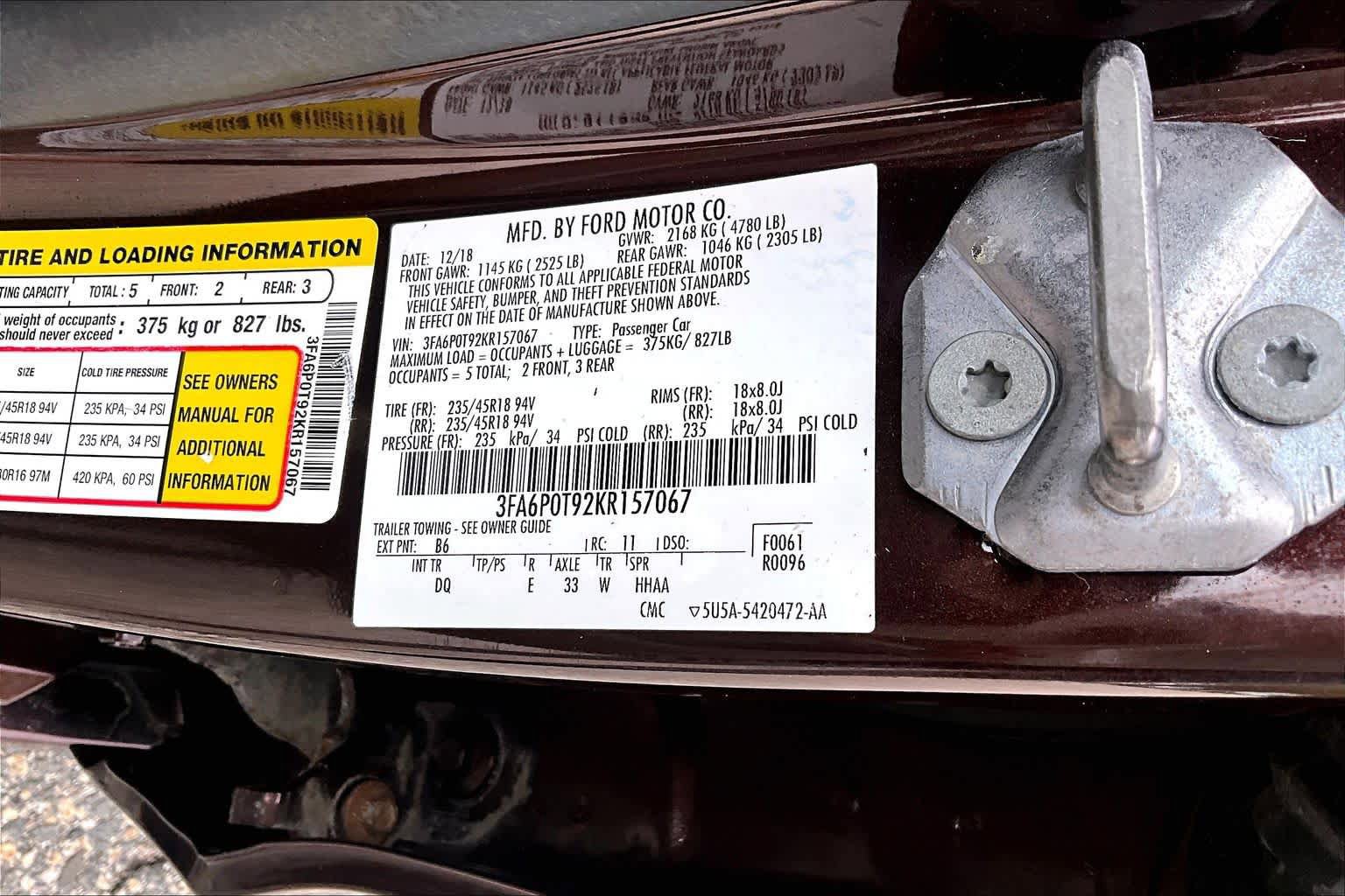 Certified 2019 Ford Fusion SE AWD/4WD image 33