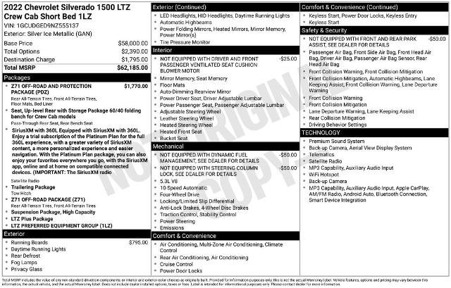 Used 2022 Chevrolet Silverado 1500 LTZ AWD/4WD image 2