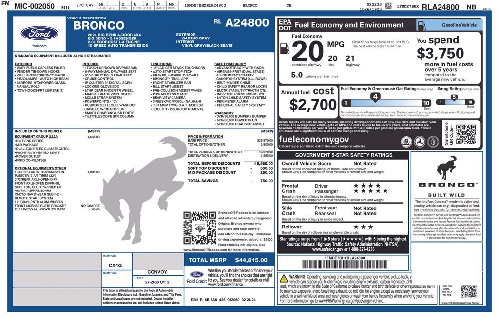 Certified 2024 Ford Bronco Big Bend AWD/4WD image 36