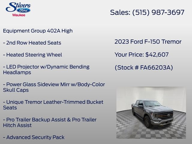 Certified 2023 Ford F150 Tremor w/ Equipment Group 402A High AWD/4WD image 7