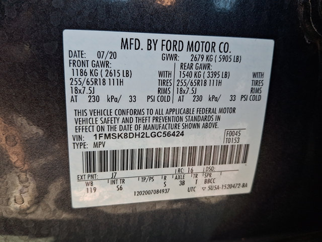 Certified 2020 Ford Explorer XLT w/ Equipment Group 202A AWD/4WD image 29