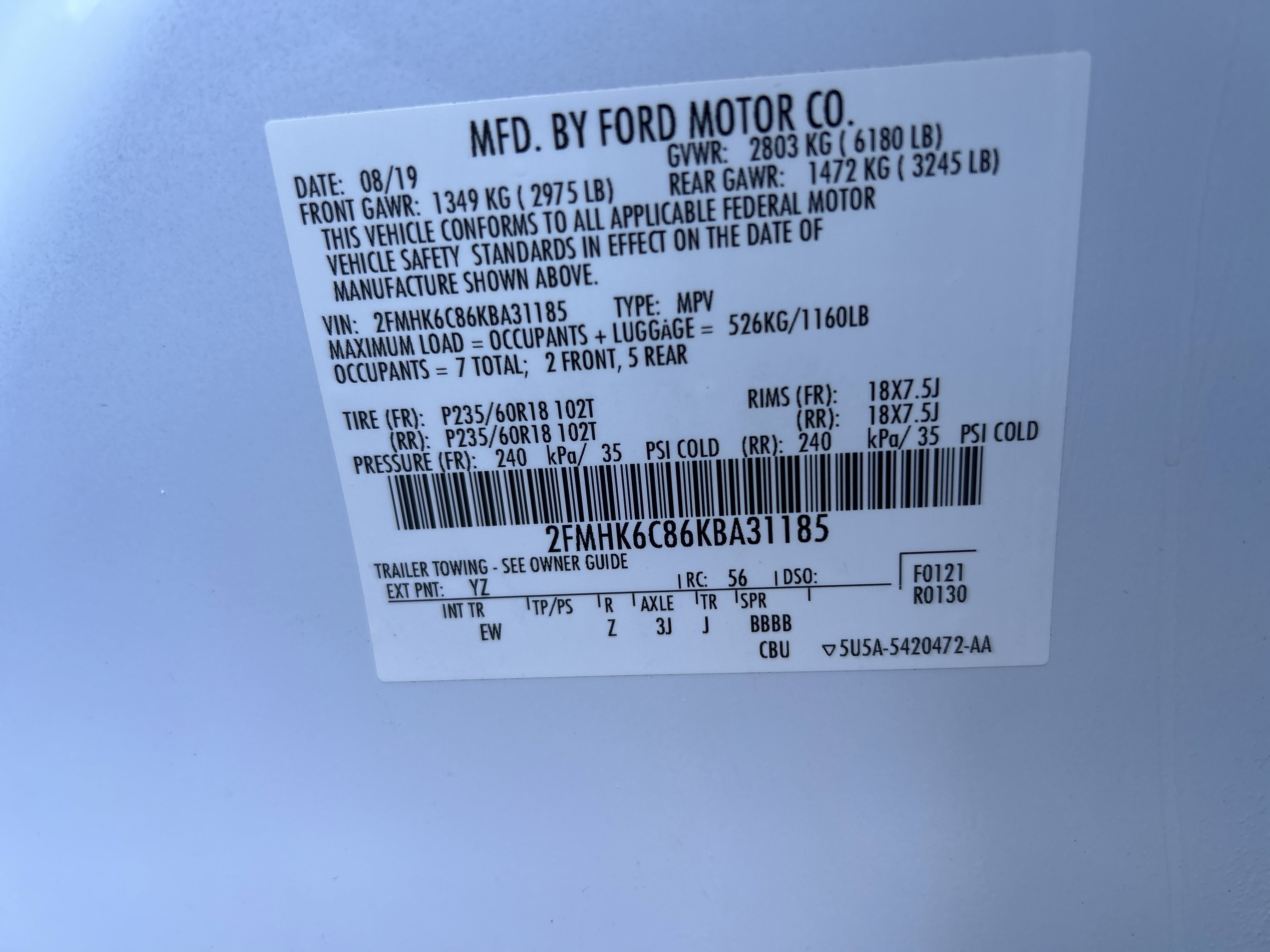 Certified 2019 Ford Flex SEL w/ Class III Trailer Tow Package AWD/4WD image 33
