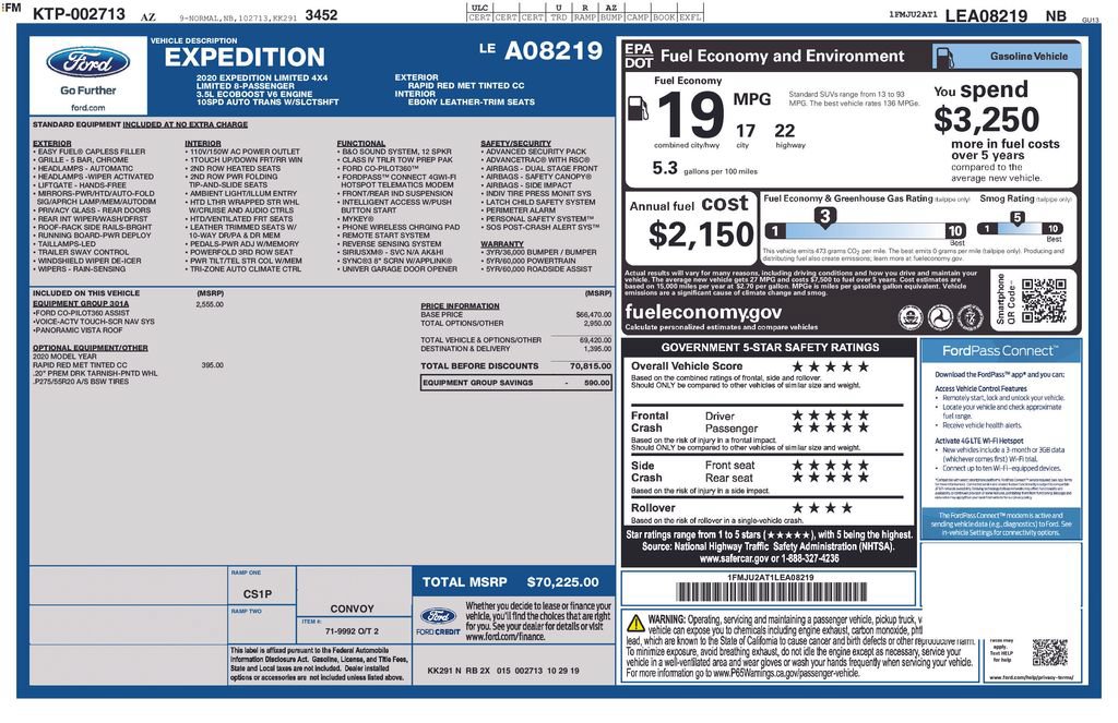 Certified 2020 Ford Expedition Limited w/ Equipment Group 301A AWD/4WD image 37