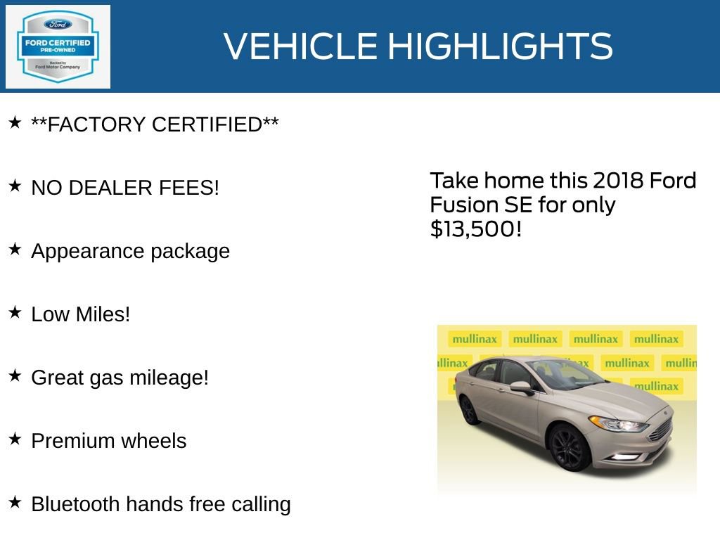 Certified 2018 Ford Fusion SE w/ Equipment Group 201A FWD image 12
