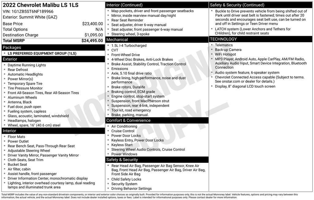 Used 2022 Chevrolet Malibu LS FWD image 26