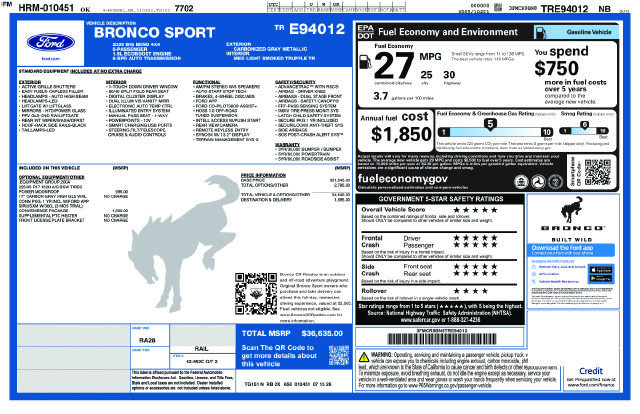 Certified 2026 Ford Bronco Sport Big Bend w/ Convenience Package AWD/4WD image 16