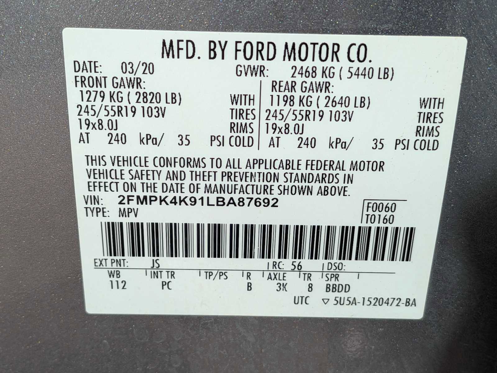 Certified 2020 Ford Edge Titanium w/ Equipment Group 301A AWD/4WD image 36