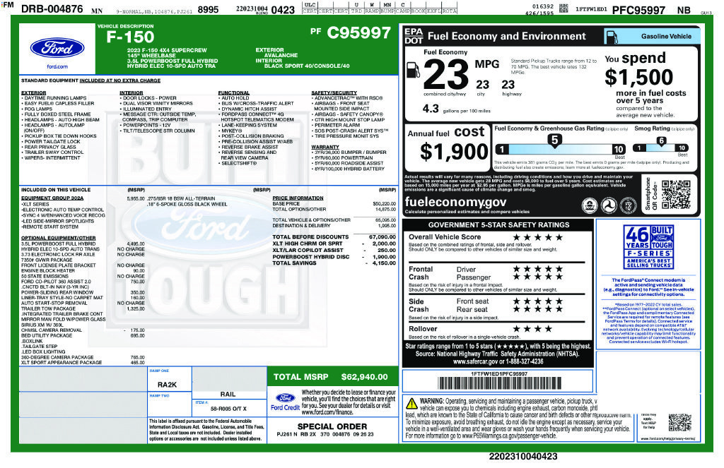 Certified 2023 Ford F150 XLT w/ Equipment Group 302A High AWD/4WD image 41