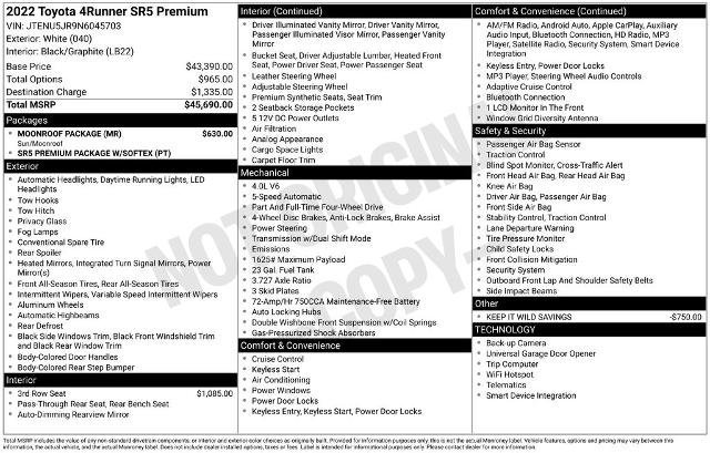 Used 2022 Toyota 4Runner SR5 Premium w/ Moonroof Package AWD/4WD image 12