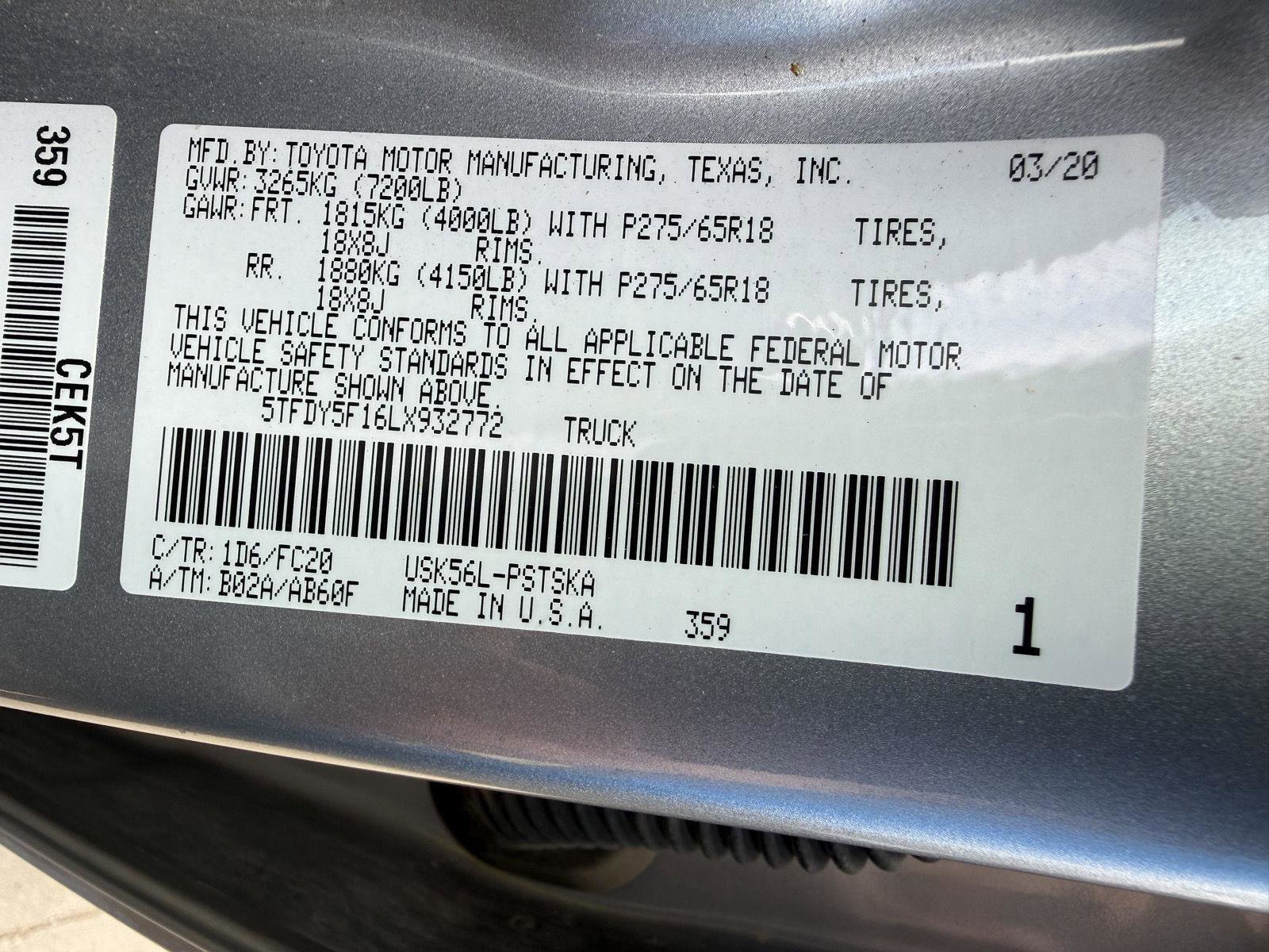 Used 2020 Toyota Tundra SR5 w/ SR5 Upgrade Package AWD/4WD image 34