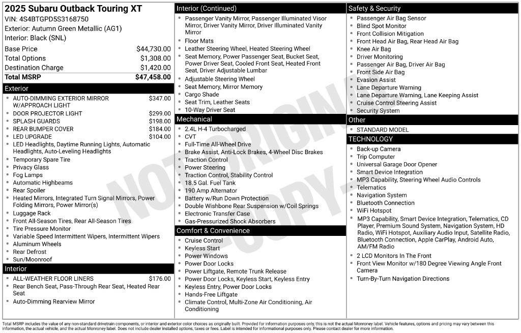 Used 2025 Subaru Outback Touring XT AWD/4WD image 13