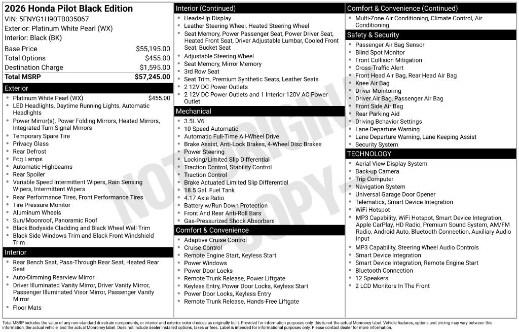 Used 2026 Honda Pilot Black Edition image 50