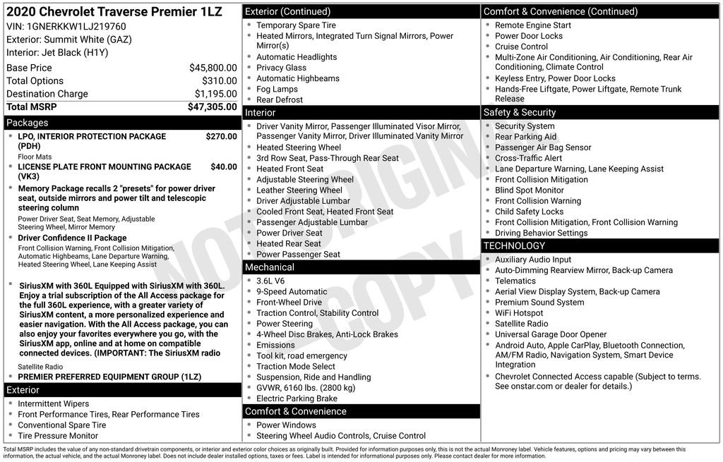 Used 2020 Chevrolet Traverse Premier FWD image 3