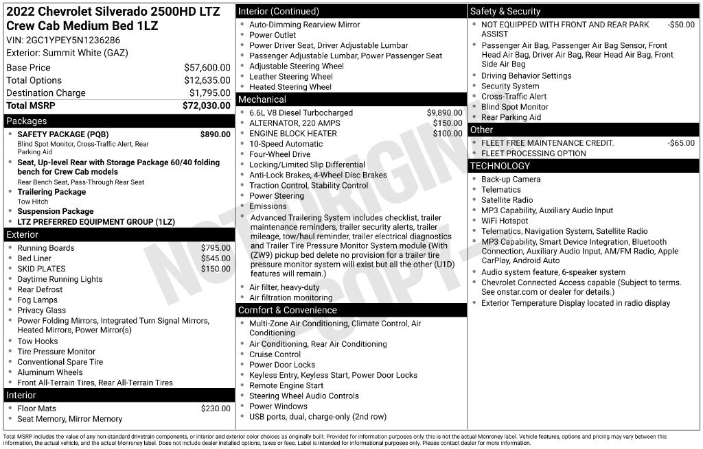 Used 2022 Chevrolet Silverado 2500 LTZ w/ Safety Package AWD/4WD image 3