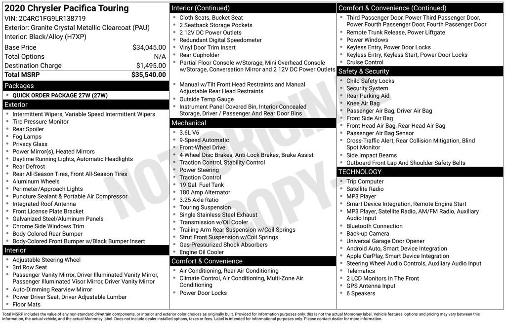 Used 2020 Chrysler Pacifica Touring FWD image 41