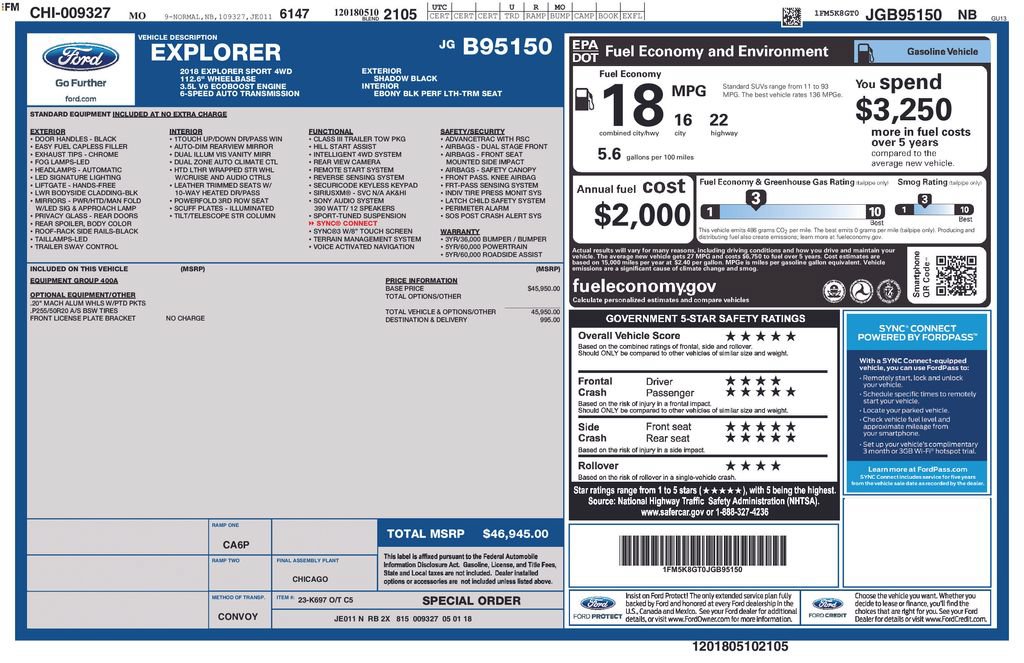 Certified 2018 Ford Explorer Sport AWD/4WD image 50
