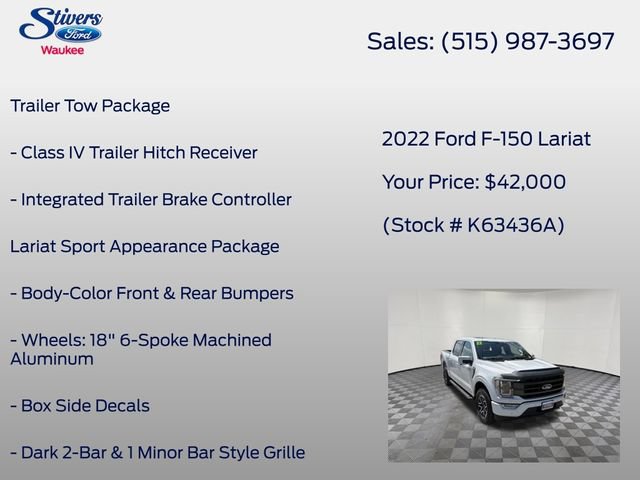 Certified 2022 Ford F150 Lariat w/ Equipment Group 502A High AWD/4WD image 22