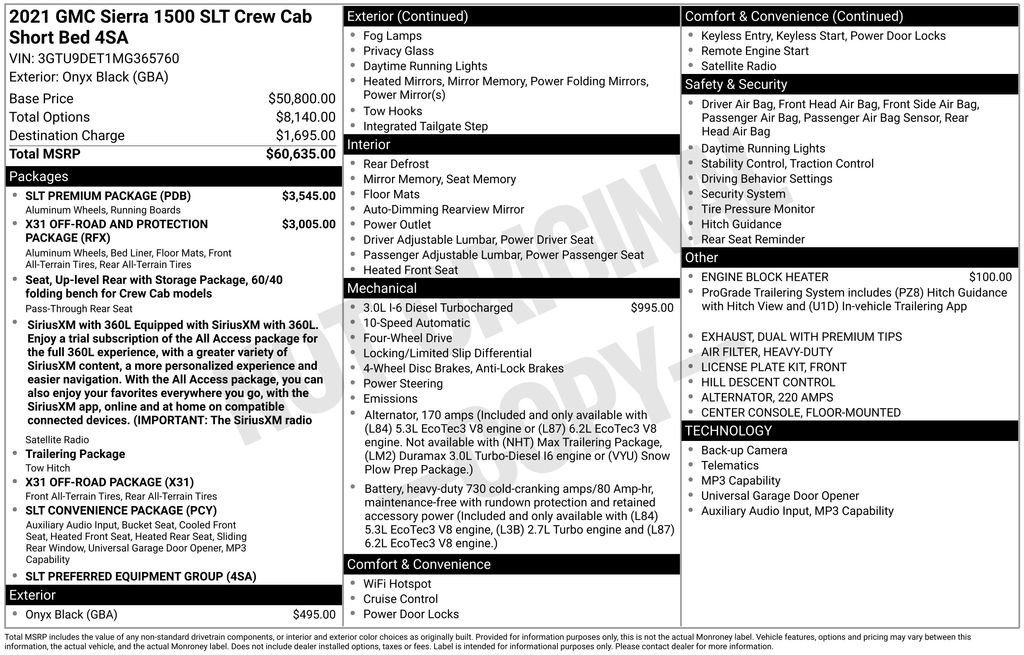 Used 2021 GMC Sierra 1500 SLT w/ SLT Premium Package AWD/4WD image 34