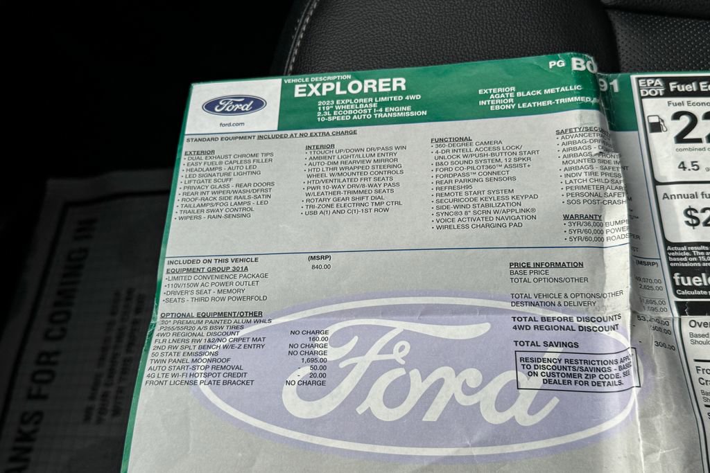 Certified 2023 Ford Explorer Limited w/ Equipment Group 301A AWD/4WD image 40