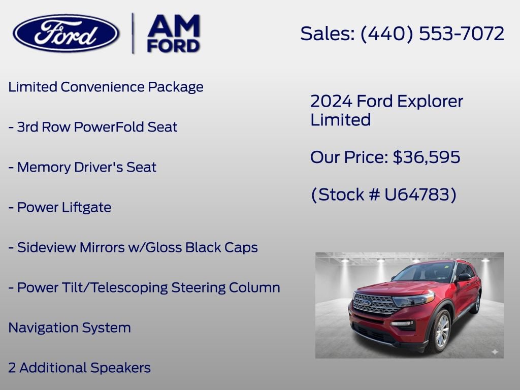 Certified 2024 Ford Explorer Limited w/ Limited Technology Package AWD/4WD image 13