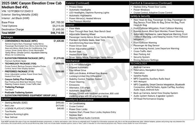 Used 2025 GMC Canyon Elevation w/ Convenience Package AWD/4WD image 34