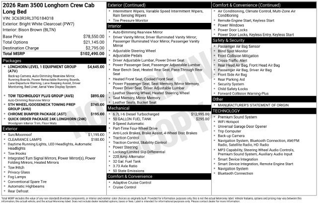 Used 2026 RAM 3500 Longhorn AWD/4WD image 21