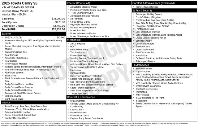 Used 2025 Toyota Camry SE FWD image 7