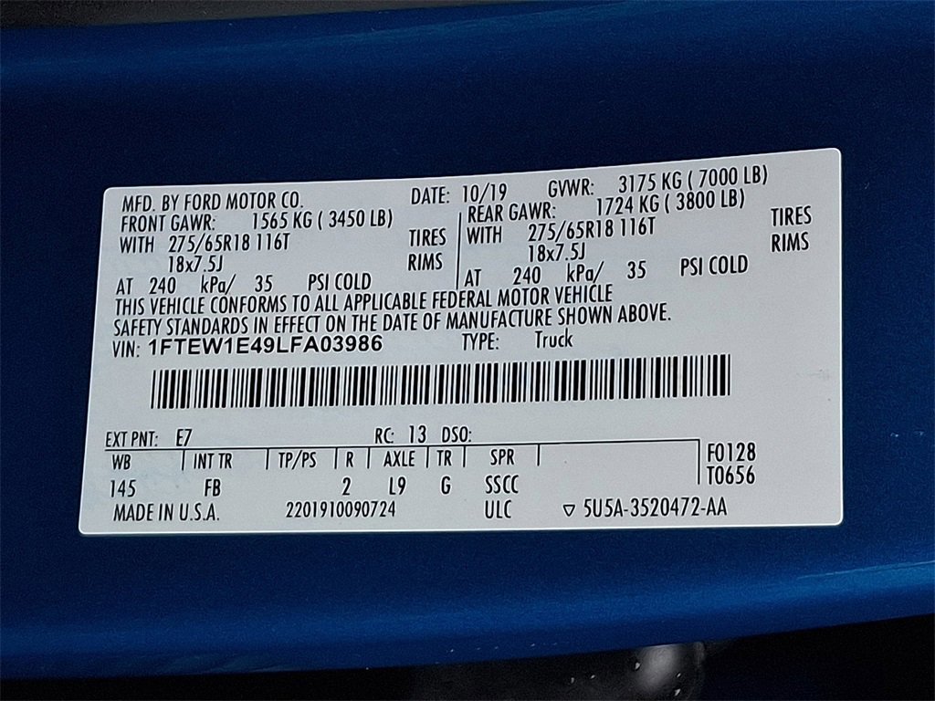 Certified 2020 Ford F150 XLT w/ Equipment Group 302A Luxury image 29