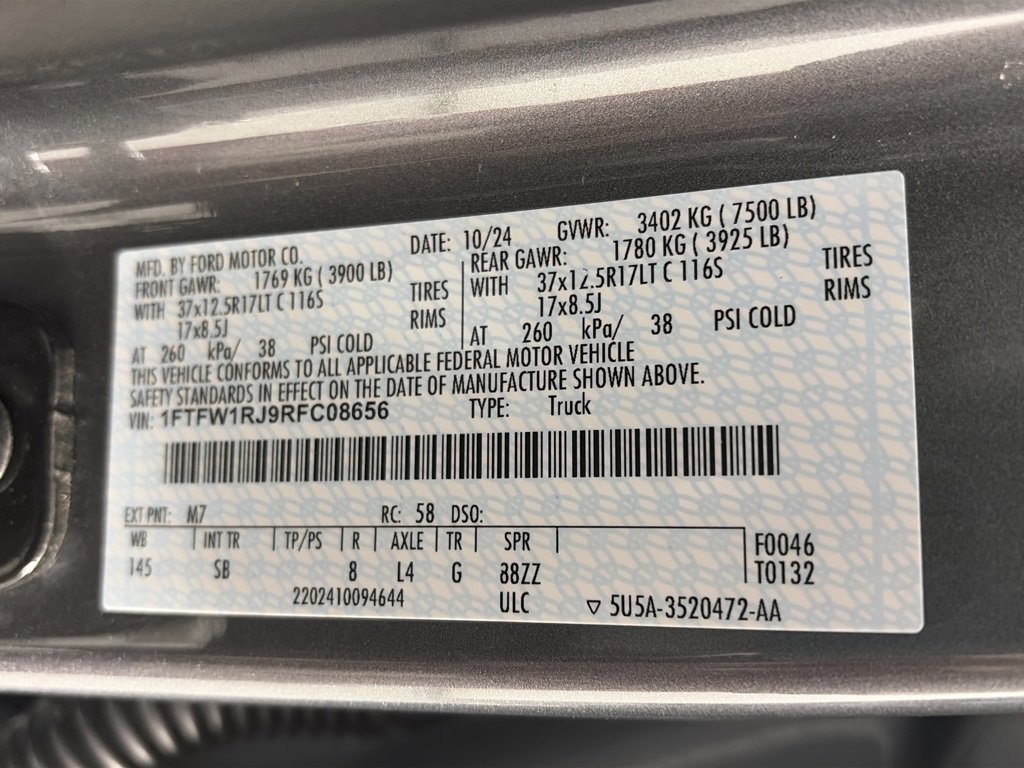 Certified 2024 Ford F150 Raptor w/ Equipment Group 803A Raptor R image 9