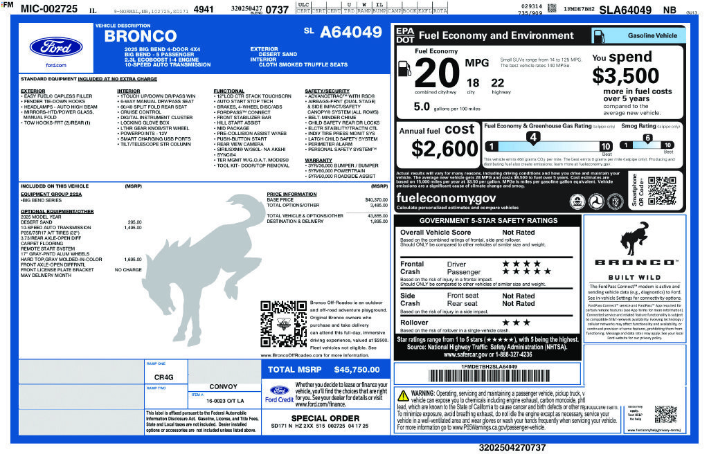 Certified 2025 Ford Bronco Big Bend AWD/4WD image 4